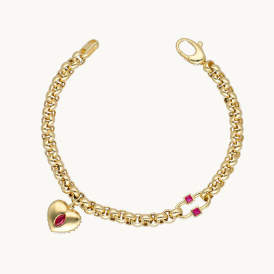 14 Ayar Altın Cetaş Eterna taşlı Kalp Charm Bileklik - ENGİNGOLD CETAŞ