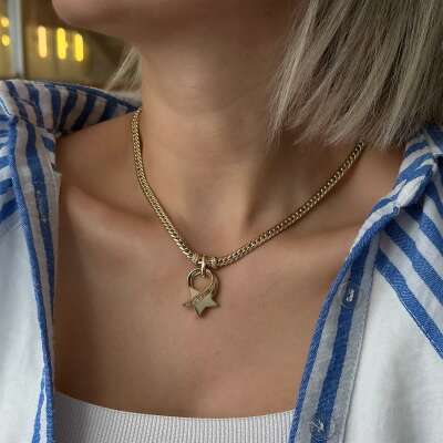 14 Ayar Altın Cetaş Eterna Taşlı Star Kolye - 2