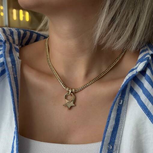 14 Ayar Altın Cetaş Eterna Taşlı Star Kolye - 2