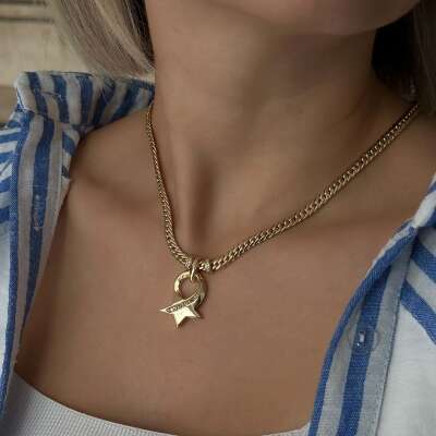 14 Ayar Altın Cetaş Eterna Taşlı Star Kolye - 4