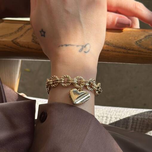 14 Ayar Altın Cetaş Kalp Bileklik | Zarif Tasarım - 4