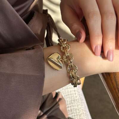 14 Ayar Altın Cetaş Kalp Bileklik | Zarif Tasarım - ENGİNGOLD CETAŞ