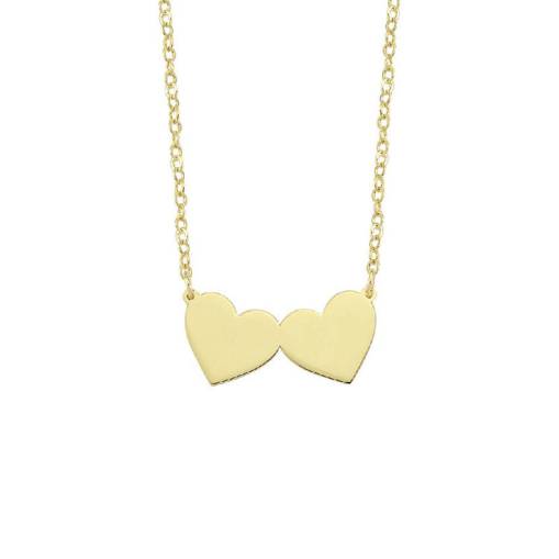 14 Ayar Altın Çift Kalp Kolye - 2