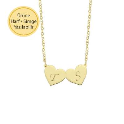 14 Ayar Altın Çift Kalp Kolye