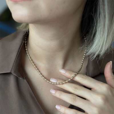 14 Ayar Altın Çift Top Tasarım Kolye - ENGİNGOLD VER