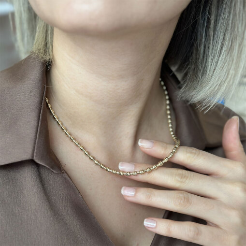 14 Ayar Altın Çift Top Tasarım Kolye - 3