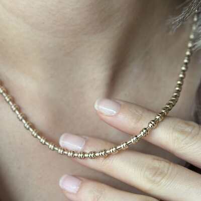 14 Ayar Altın Çift Top Tasarım Kolye - 2