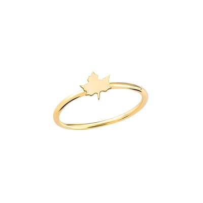 14 Ayar Altın Çınar Yaprağı Yüzük - ENGİNGOLD