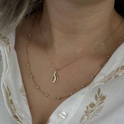 14 Ayar Altın Damla Kolye – Zarif Minimal Tasarım - 4