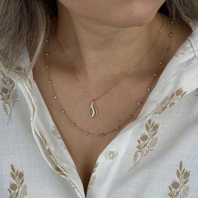 14 Ayar Altın Damla Kolye – Zarif Minimal Tasarım - 5