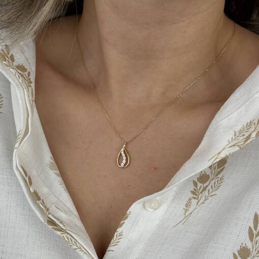 14 Ayar Altın Damla Kolye – Zarif Minimal Tasarım - 2