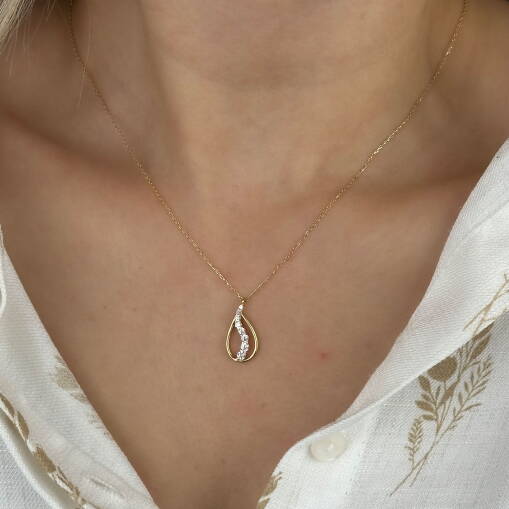 14 Ayar Altın Damla Kolye – Zarif Minimal Tasarım - 3