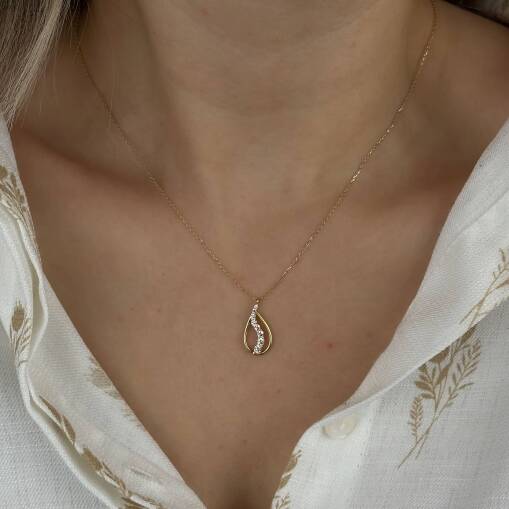 14 Ayar Altın Damla Kolye – Zarif Minimal Tasarım - 1