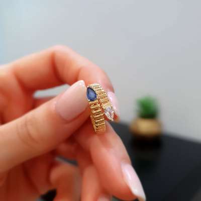 14 Ayar Altın Damla Taşlı Yüzük - ENGİNGOLD KUKA