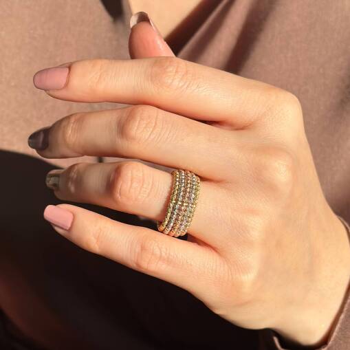 14 Ayar Altın Dorika Yüzük – Renkli ve Göz Alıcı Model - 1