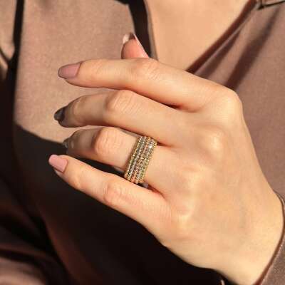 14 Ayar Altın Dorika Yüzük – Renkli ve Göz Alıcı Model - 3