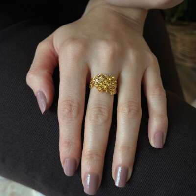 14 Ayar Altın Dorika Yüzük – Yaprak Detaylı Zarif Model - 2