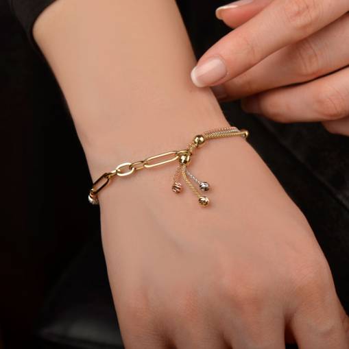 14 Ayar Altın Dorikalı Halka Bileklik - 1