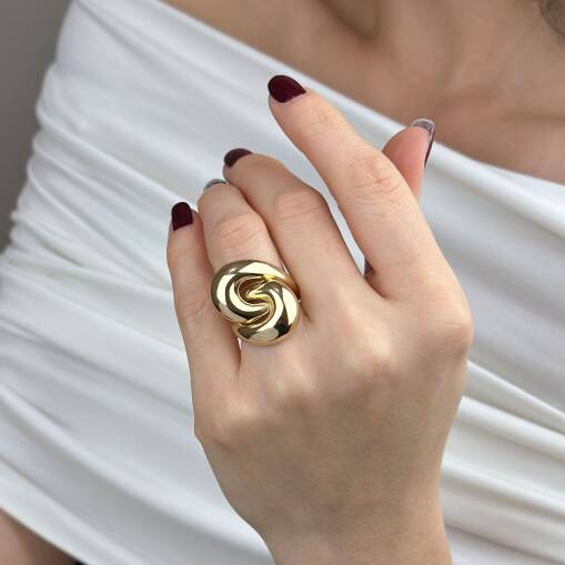 14 Ayar Altın Düğüm Yüzük – Regold Taşsız Zarif Tasarım - 1