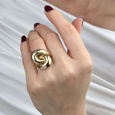 14 Ayar Altın Düğüm Yüzük – Regold Taşsız Zarif Tasarım - 2