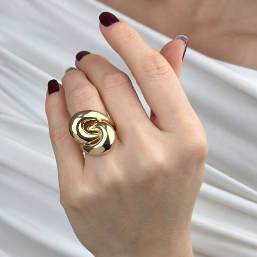 14 Ayar Altın Düğüm Yüzük – Regold Taşsız Zarif Tasarım - 2