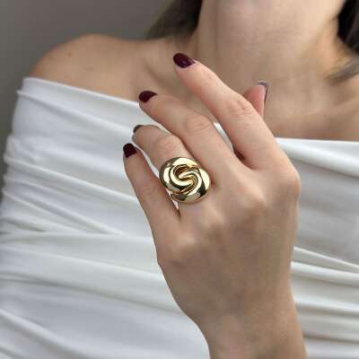 14 Ayar Altın Düğüm Yüzük – Regold Taşsız Zarif Tasarım - 3