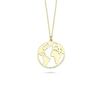 14 Ayar Altın Dünya Figürlü Kolye - ENGİNGOLD