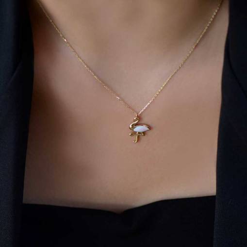 14 Ayar Altın Flamingo Kolye - 1