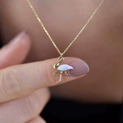 14 Ayar Altın Flamingo Kolye - 2