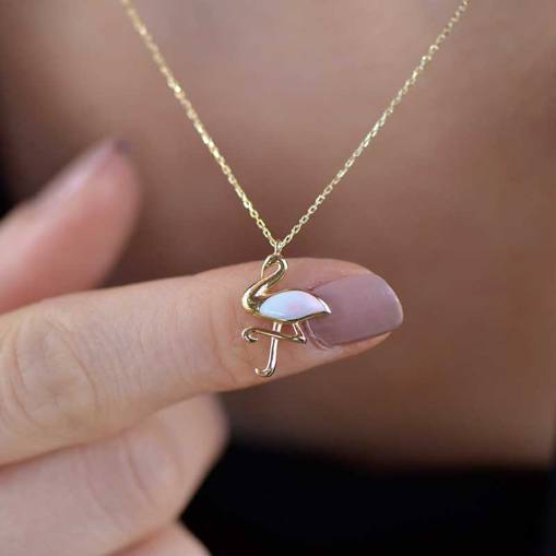 14 Ayar Altın Flamingo Kolye - 2