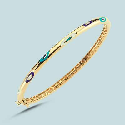 14 Ayar Altın Fortuna Kelepçe Bilezik - 3