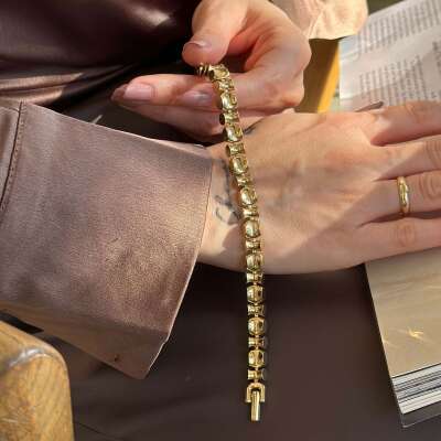 14 Ayar Altın Geometrik Desenli Şık Bileklik - 2