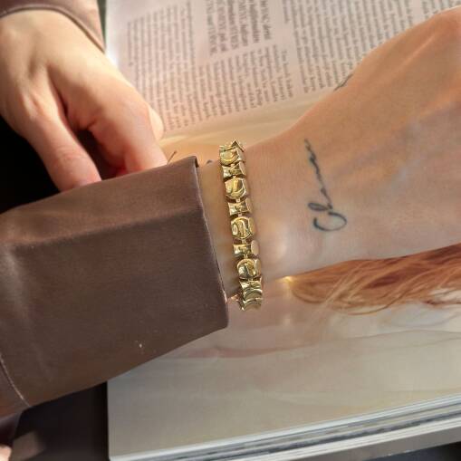 14 Ayar Altın Geometrik Desenli Şık Bileklik - 4