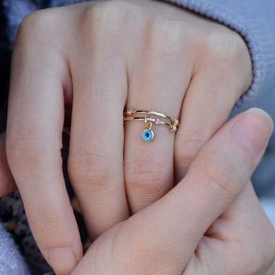 Eye Minutes 14 Carat Gold Beaded Ring - 1