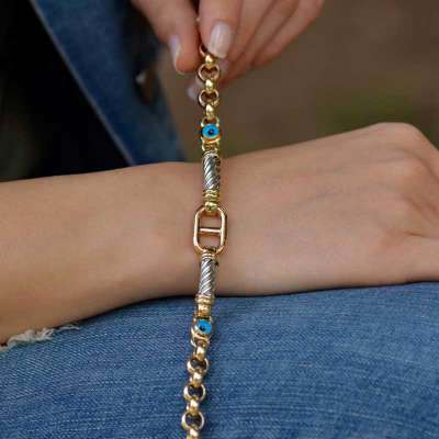 14 Ayar Altın Göz Sevgi Bileklik - 2