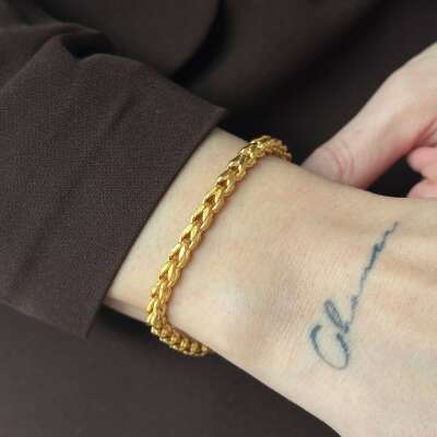 14 Ayar Altın Güverse Zincir Bileklik Kadın - 3