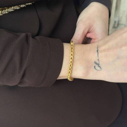 14 Ayar Altın Güverse Zincir Bileklik Kadın - 5