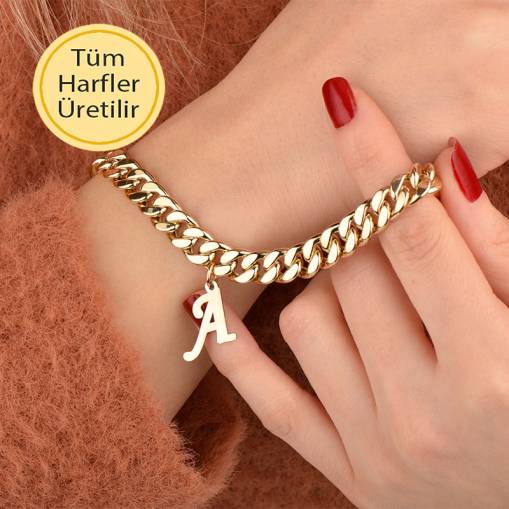 14 Ayar Altın Halka Harf Bileklik - 1