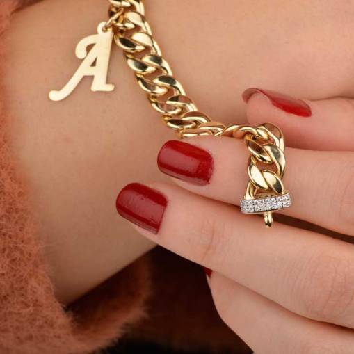 14 Ayar Altın Halka Harf Bileklik - 2