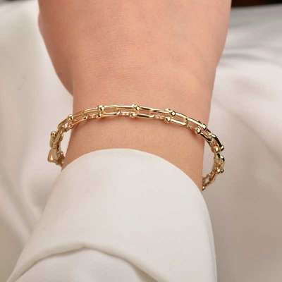 14 Ayar Altın Halka Kelepçe Bilezik - 2