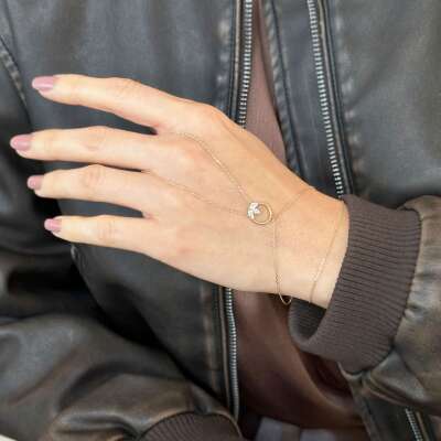 14 Ayar Altın Halka Taşlı Lotus Çiçek Şahmeran - 2