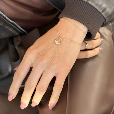 14 Ayar Altın Halka Taşlı Lotus Çiçek Şahmeran - ENGİNGOLD ETO