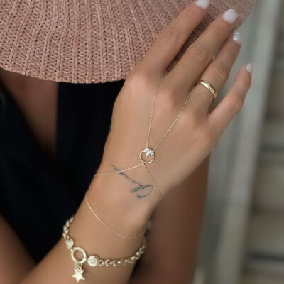 14 Ayar Altın Halka Taşlı Lotus Çiçek Şahmeran - 3