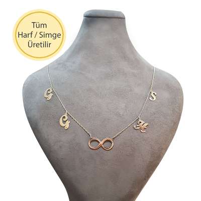 14 Ayar Altın Harf ve Sonsuzluk Kolye - ENGİNGOLD