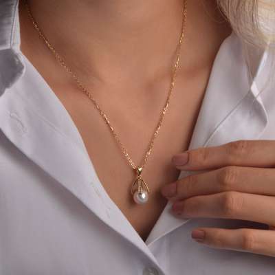 14 Ayar Altın İnci Kolye - ENGİNGOLD GNL