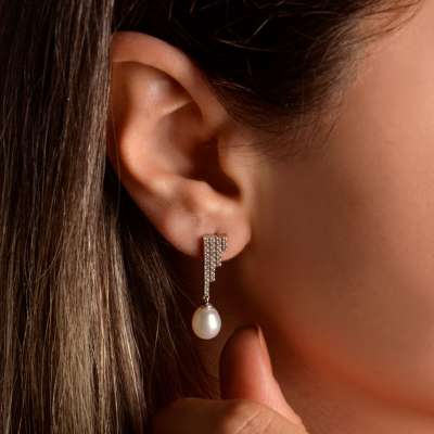 14 Ayar Altın İnci Küpe - ENGİNGOLD İST