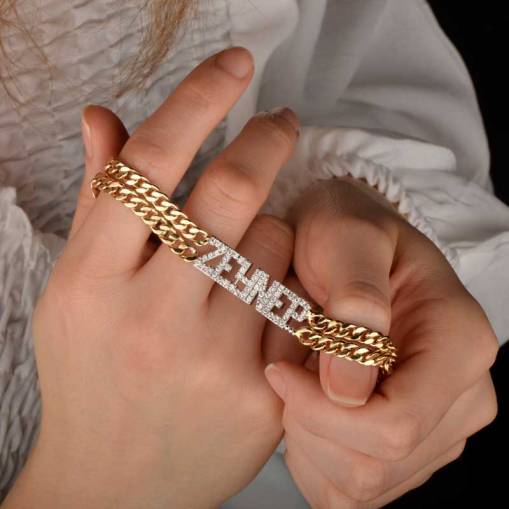 14 Ayar Altın İsim Bileklik - 1