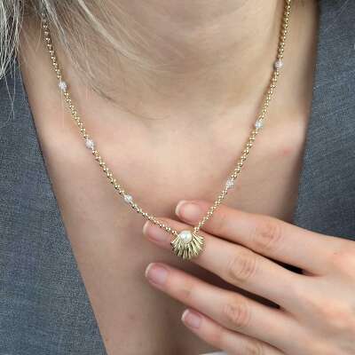 14 Ayar Altın İstiridye Kolye – Zirkon Taşlı Zarif Model - 7