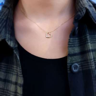 14 Ayar Altın Kalp Kolye - 2