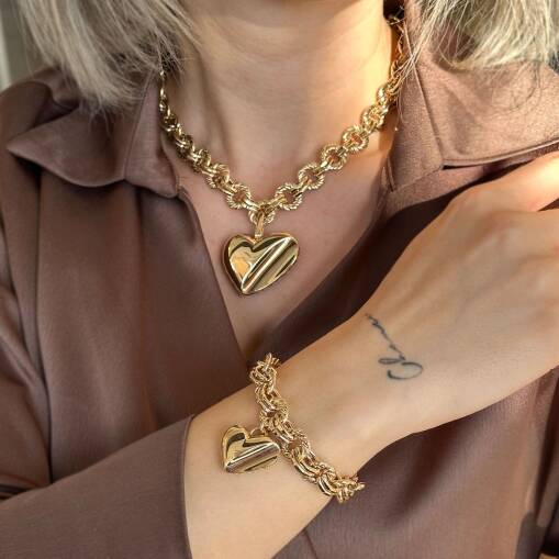 14 Ayar Altın Kalp Kolye Cetaş Zarif Tasarım - 4